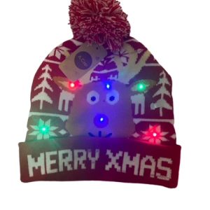 Kalėdinė šviečianti kepurė Merry xmas