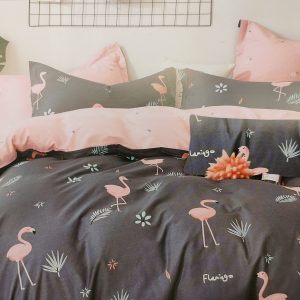 Viengulės patalynės komplektas Flamingai 200x160 medvilnė